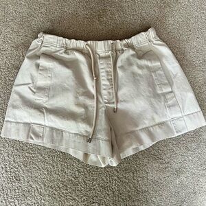 HELMUT LANG Women’s Cream 100% Cotton Drawstring Shorts